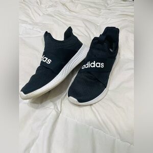 Adidas Black White puremotion adapt athletic slip on sneakers 8 1/2